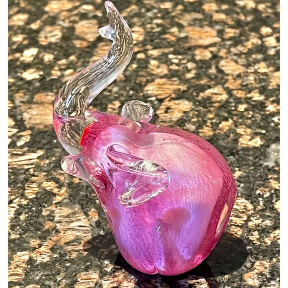 Blown Glass Pink Elephant Figurine 5.5" Tall Decorative Collectible Handcrafted - Picture 4 of 11